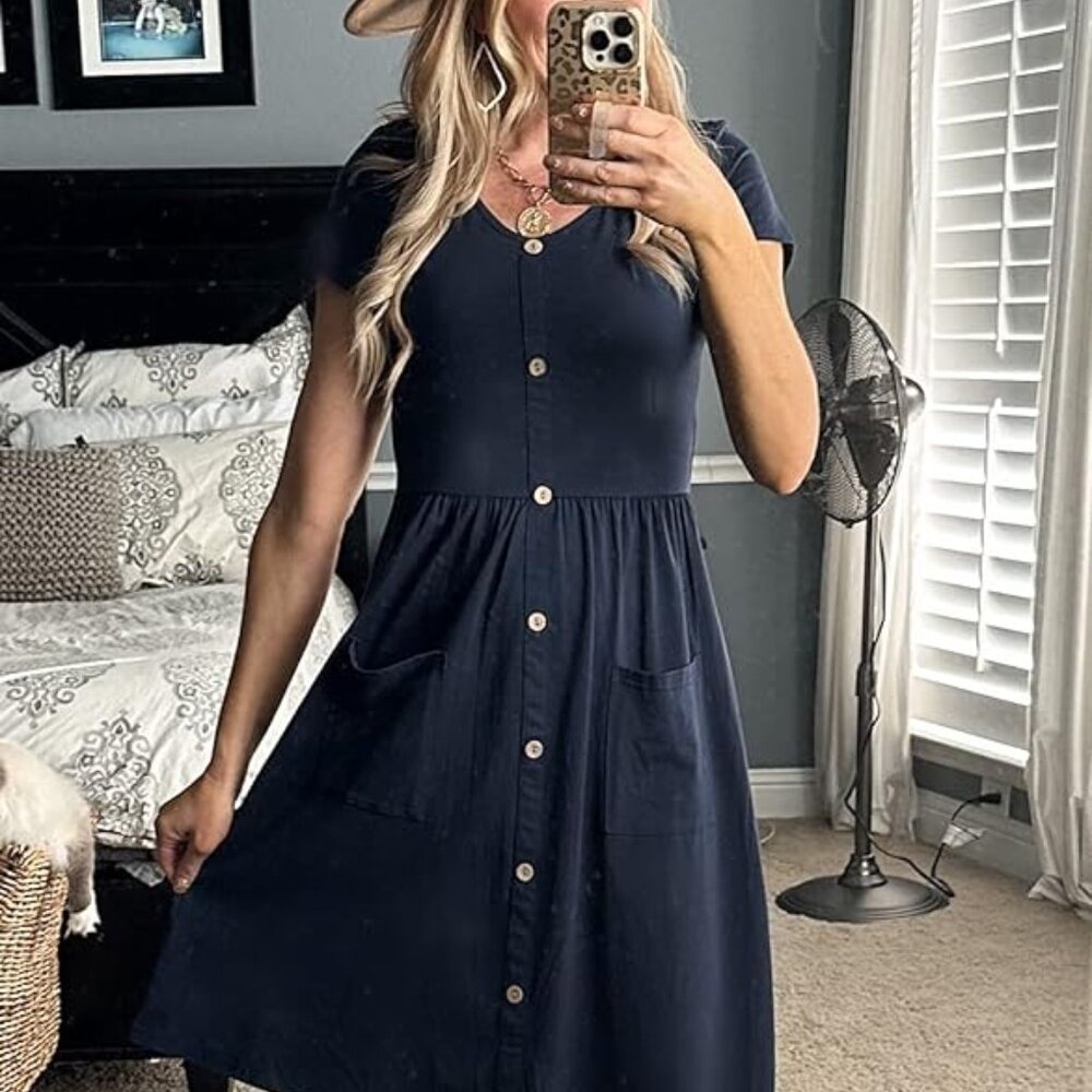 Ouges Navy Summer Skater Dress | Size XL
